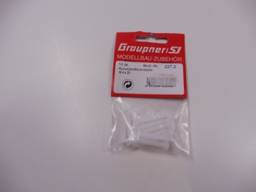 Graupner plastic screw nylon, slot, M4x25, pack of 10 # 227.2