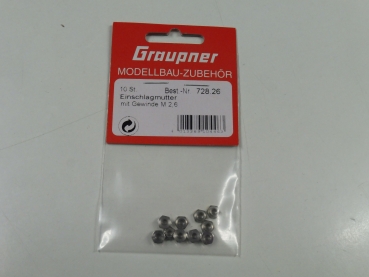 Graupner drive-in nut M2.6 | 10 pieces #728.26