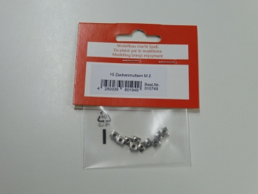 REM serrated nuts M2, 10 pieces #010745